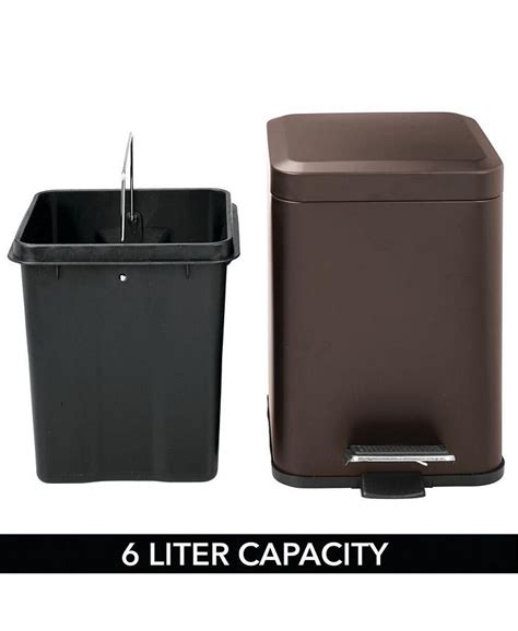 mDesign Square Metal 1.5 Gallon Step Trash Can 